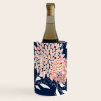 Floral Blooms and Leaves, Navy, Coral and White Wine Chiller Gallery Image 1