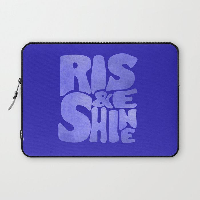 Rise and Shine - blue typography Laptop Sleeve Gallery Image 1