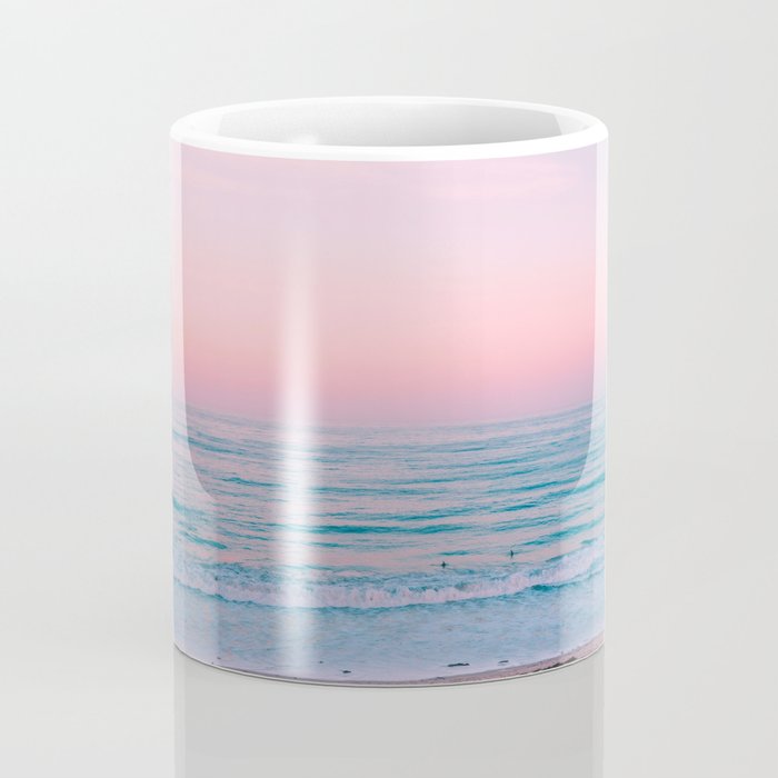 Gorgeous Pink Sunset Beach, Ocean Waves Coffee Mug Gallery Image 4