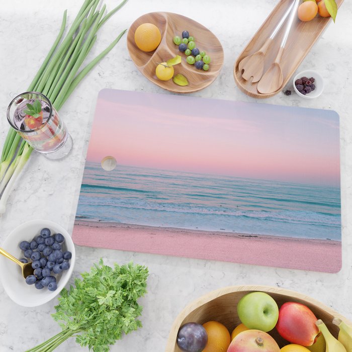 Gorgeous Pink Sunset Beach, Ocean Waves Cutting Board Gallery Image 2