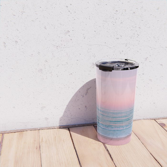Gorgeous Pink Sunset Beach, Ocean Waves Travel Mug Gallery Image 4