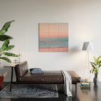Gorgeous Pink Sunset Beach, Ocean Waves Wood Wall Art Gallery Image 2
