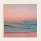 Gorgeous Pink Sunset Beach, Ocean Waves Wood Wall Art Gallery Image 1