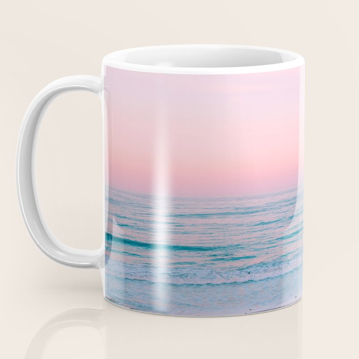 Gorgeous Pink Sunset Beach, Ocean Waves Coffee Mug Gallery Image 3
