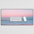 Gorgeous Pink Sunset Beach, Ocean Waves Desk Mat Gallery Image 1