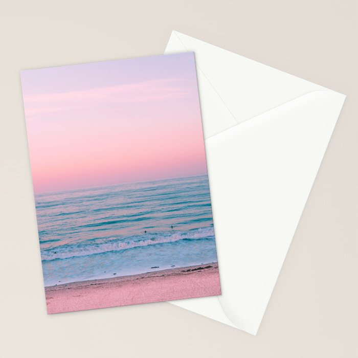Gorgeous Pink Sunset Beach, Ocean Waves Stationery Card Gallery Image 2