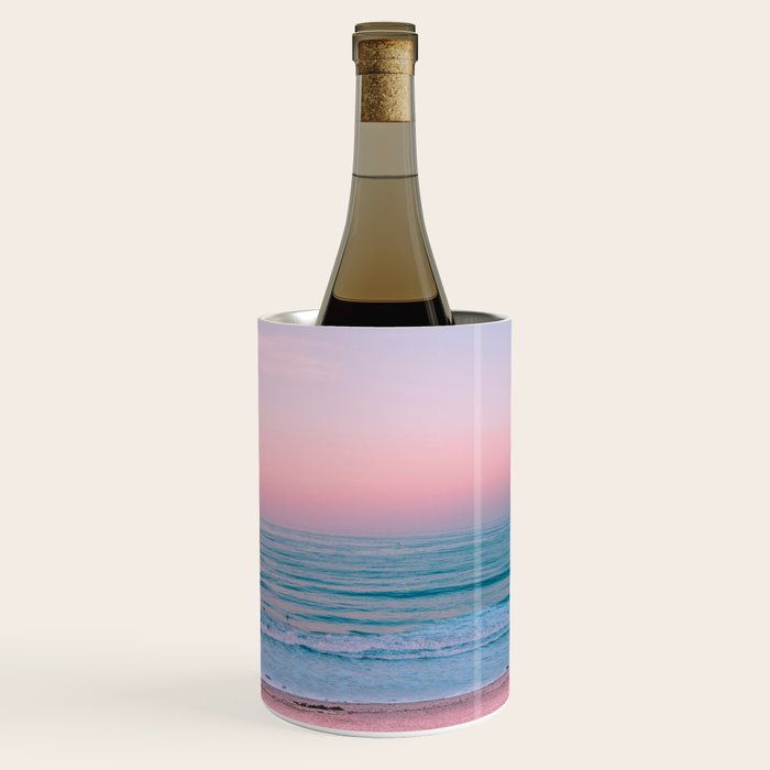 Gorgeous Pink Sunset Beach, Ocean Waves Wine Chiller Gallery Image 3