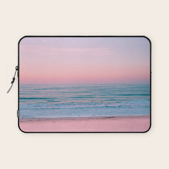 Gorgeous Pink Sunset Beach, Ocean Waves Laptop Sleeve Gallery Image 1
