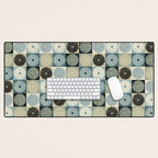 Retro Flowers Check Pattern VI Desk Mat Gallery Image 1
