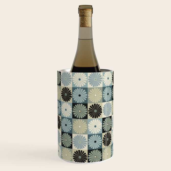 Retro Flowers Check Pattern VI Wine Chiller Gallery Image 2