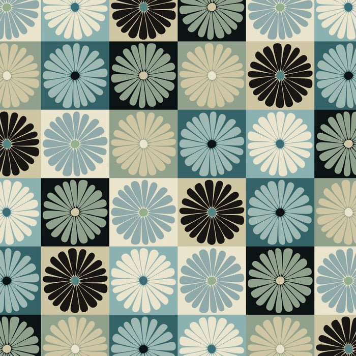 Retro Flowers Check Pattern VI Coffee Mug Gallery Image 2