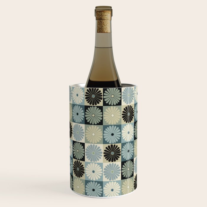 Retro Flowers Check Pattern VI Wine Chiller Gallery Image 1