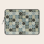 Retro Flowers Check Pattern VI Laptop Sleeve Gallery Image 1