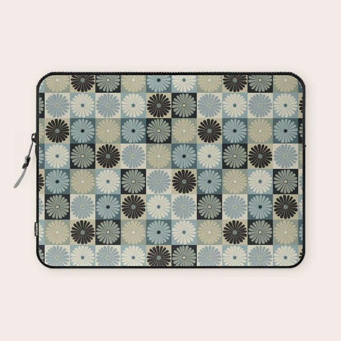 Retro Flowers Check Pattern VI Laptop Sleeve Gallery Image 1