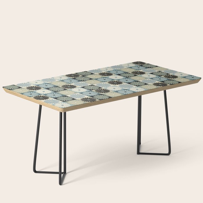 Retro Flowers Check Pattern VI Coffee Table Gallery Image 1