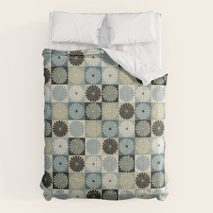 Retro Flowers Check Pattern VI Comforter Gallery Image 6