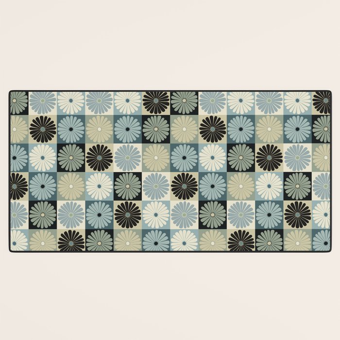 Retro Flowers Check Pattern VI Desk Mat Gallery Image 3