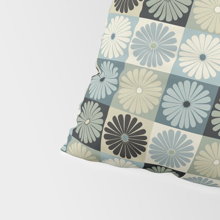 Retro Flowers Check Pattern VI Pillow Sham Gallery Image 4