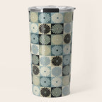 Retro Flowers Check Pattern VI Travel Mug Gallery Image 1