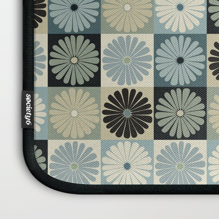 Retro Flowers Check Pattern VI Laptop Sleeve Gallery Image 3