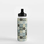 Retro Flowers Check Pattern VI Water Bottle Gallery Image 2