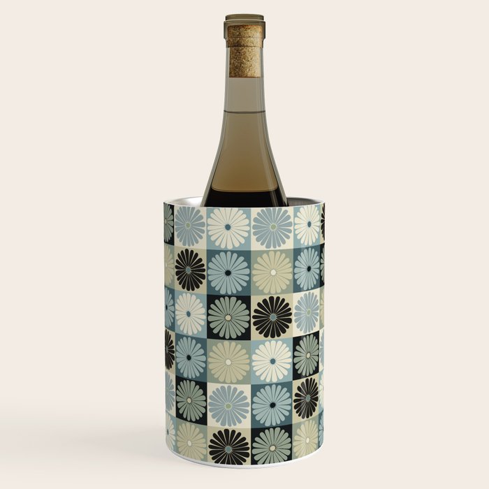 Retro Flowers Check Pattern VI Wine Chiller Gallery Image 3