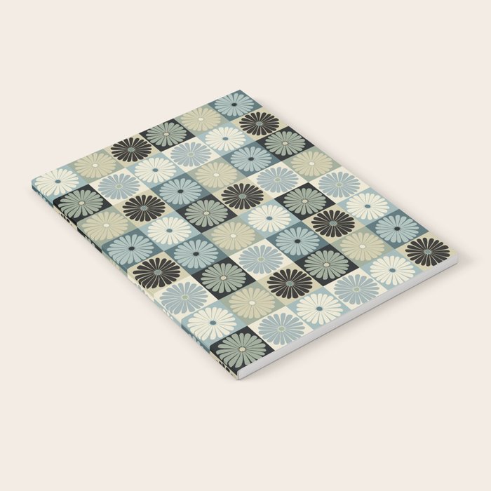 Retro Flowers Check Pattern VI Notebook Gallery Image 1
