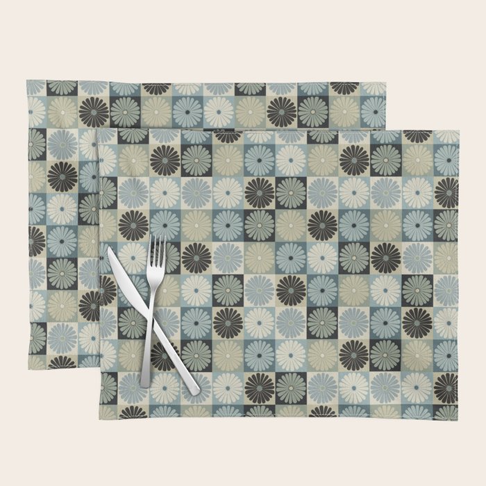 Retro Flowers Check Pattern VI Placemat Gallery Image 1