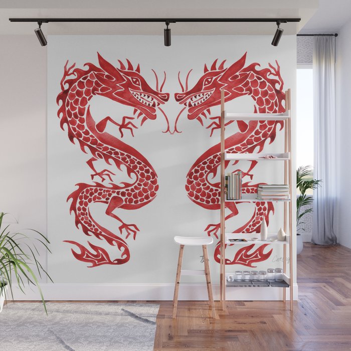 Chinese Dragon - Crimson Palette Wall Mural Gallery Image 1