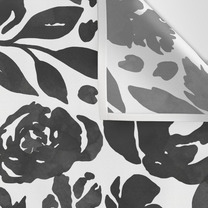Simple black and white flower garden Wall Tapestry Gallery Image 3