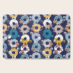 Cats Donut Care // blue background goldenrod yellow mustard, teal pastel blue and brown sweet kitties Cutting Board Gallery Image 1