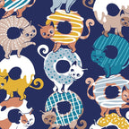 Cats Donut Care // blue background goldenrod yellow mustard, teal pastel blue and brown sweet kitties Coffee Mug Gallery Image 2