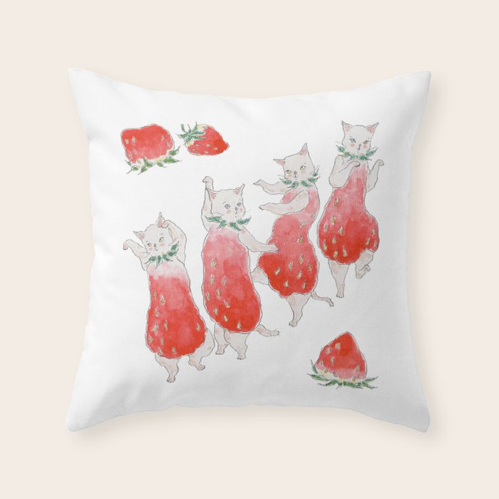 Ichigo no yousei nyanco Throw Pillow Gallery Image 6