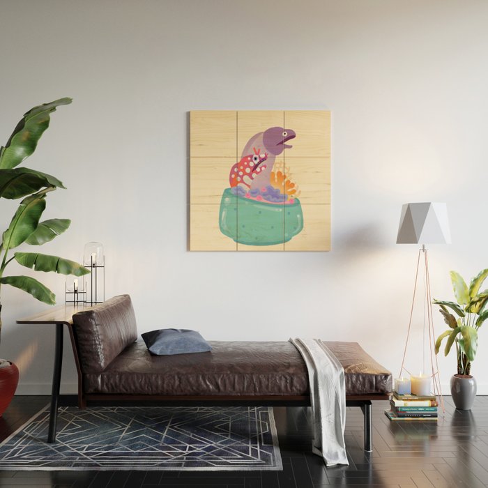 Eel flower pot Wood Wall Art Gallery Image 2