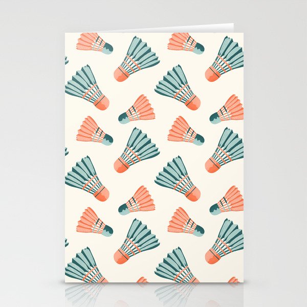 Orange and teal vintage badminton shuttlecocks Stationery Card Gallery Image 2