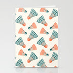 Orange and teal vintage badminton shuttlecocks Stationery Card Gallery Image 2