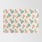 Orange and teal vintage badminton shuttlecocks Rug Gallery Image 2