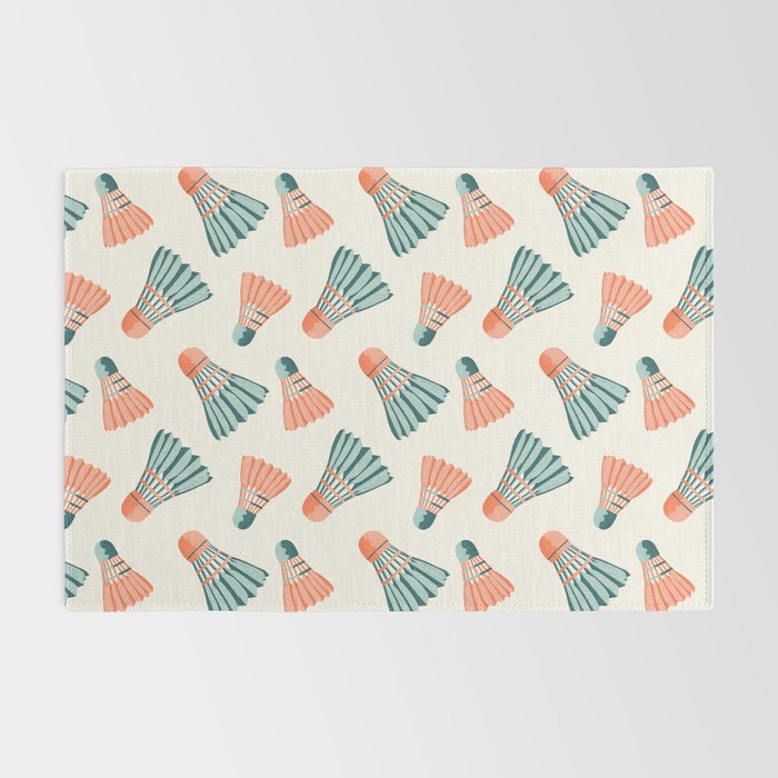 Orange and teal vintage badminton shuttlecocks Rug Gallery Image 2