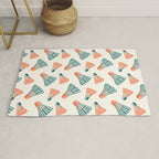 Orange and teal vintage badminton shuttlecocks Rug Gallery Image 1