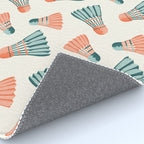 Orange and teal vintage badminton shuttlecocks Rug Gallery Image 4