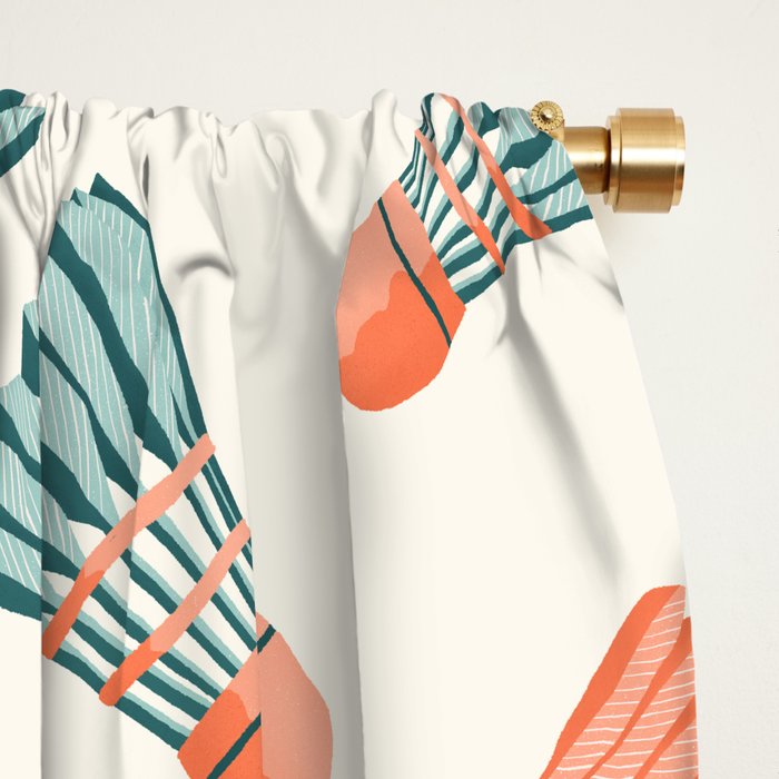 Orange and teal vintage badminton shuttlecocks Window Curtain Gallery Image 2