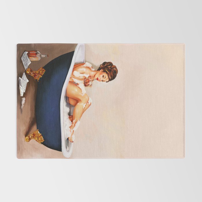 "Bathtub Whiskey" - Cute Vintage Brunette Pinup Girl Soaks & Enjoys A Cocktail. (V.2) Rug Gallery Image 2