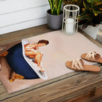 "Bathtub Whiskey" - Cute Vintage Brunette Pinup Girl Soaks & Enjoys A Cocktail. (V.2) Outdoor Rug Gallery Image 2