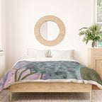 Garden Lilac Flower Painting in Teal & Pink Duvet Cover Gallery Image 3