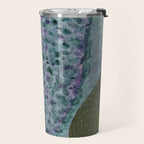 Garden Lilac Flower Painting in Teal & Pink Travel Mug Gallery Image 2
