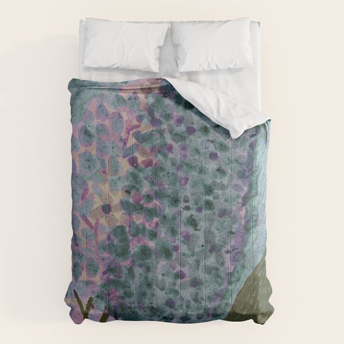 Garden Lilac Flower Painting in Teal & Pink Comforter Gallery Image 6
