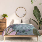 Garden Lilac Flower Painting in Teal & Pink Comforter Gallery Image 3