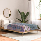 Garden Lilac Flower Painting in Teal & Pink Comforter Gallery Image 2