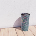 Garden Lilac Flower Painting in Teal & Pink Travel Mug Gallery Image 4