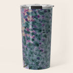Garden Lilac Flower Painting in Teal & Pink Travel Mug Gallery Image 1
